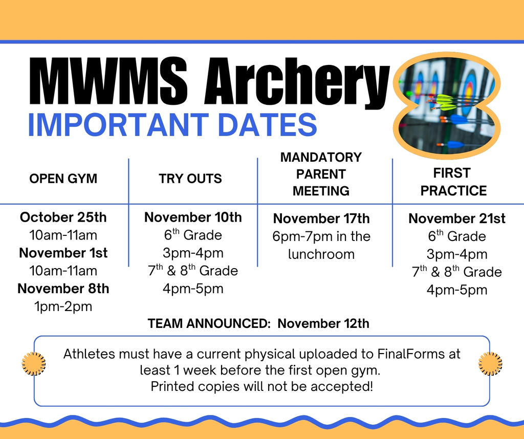 MWMS 2025-2026 Important Dates