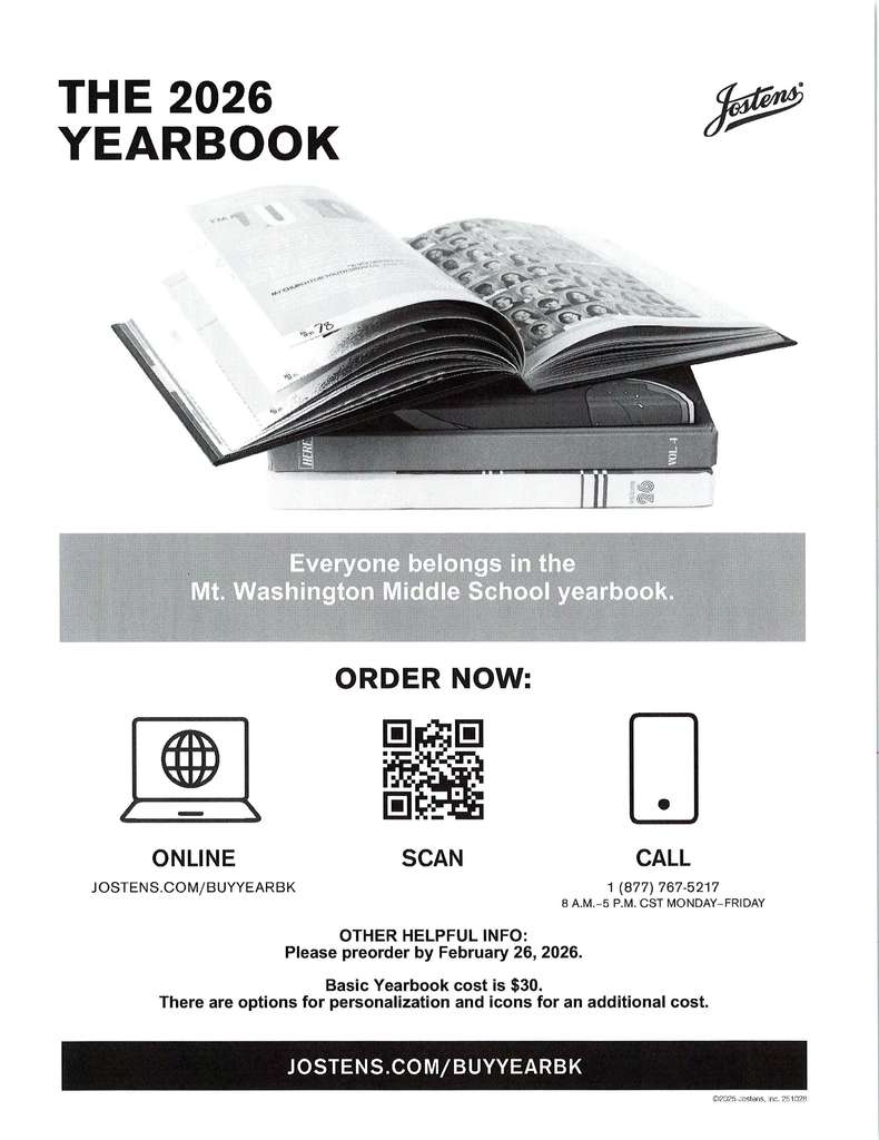 2025-2026 MWMS Yearbook Order Form