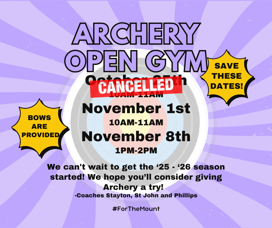 Updated MWMS Archery Open Gym Dates