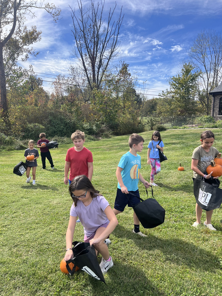 Fourth grade pumpkin picking