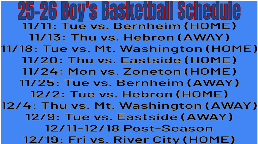 Boy's Basketball Schedule