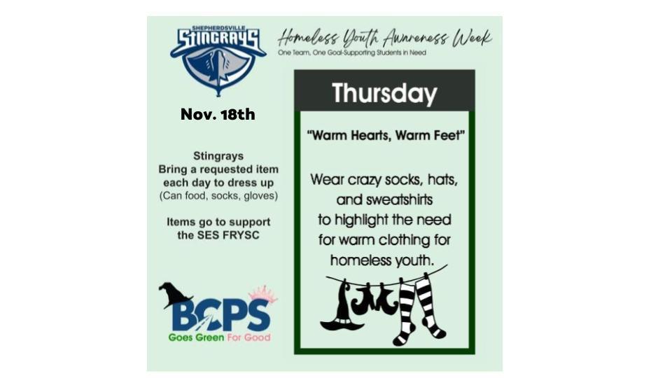 Thursday wear your CRAZY Socks, Hats and COZY Sweatshirts