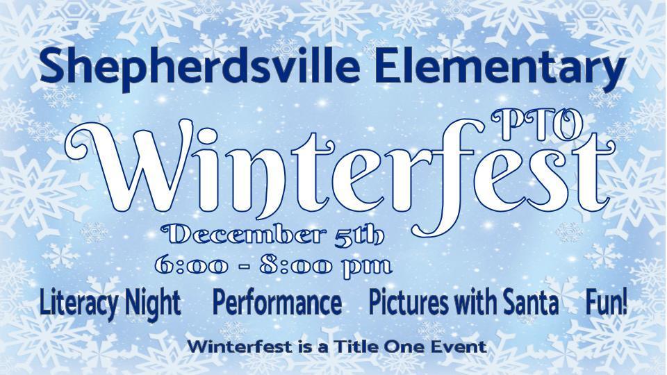 Join us Friday, Dec. 5th for our annual Winterfest. Watch an amazing performance by our Stingrays, enjoy a variety of literacy rooms and get your photo taken with Santa.
