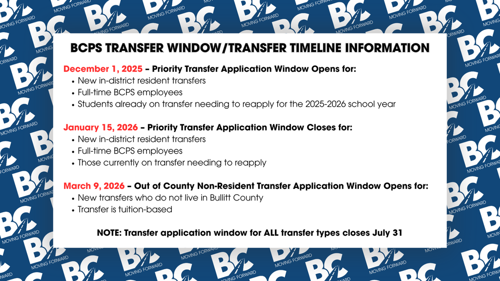 BCPS Transfer Window Info