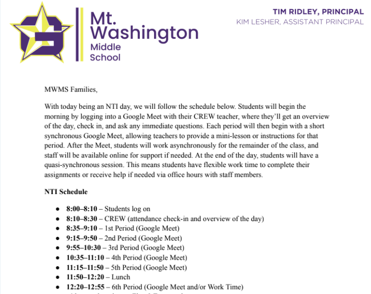 MWMS NTI Day Schedule
