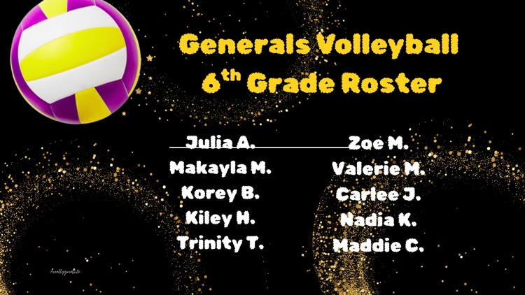 Updated 6th grade volleyball roster