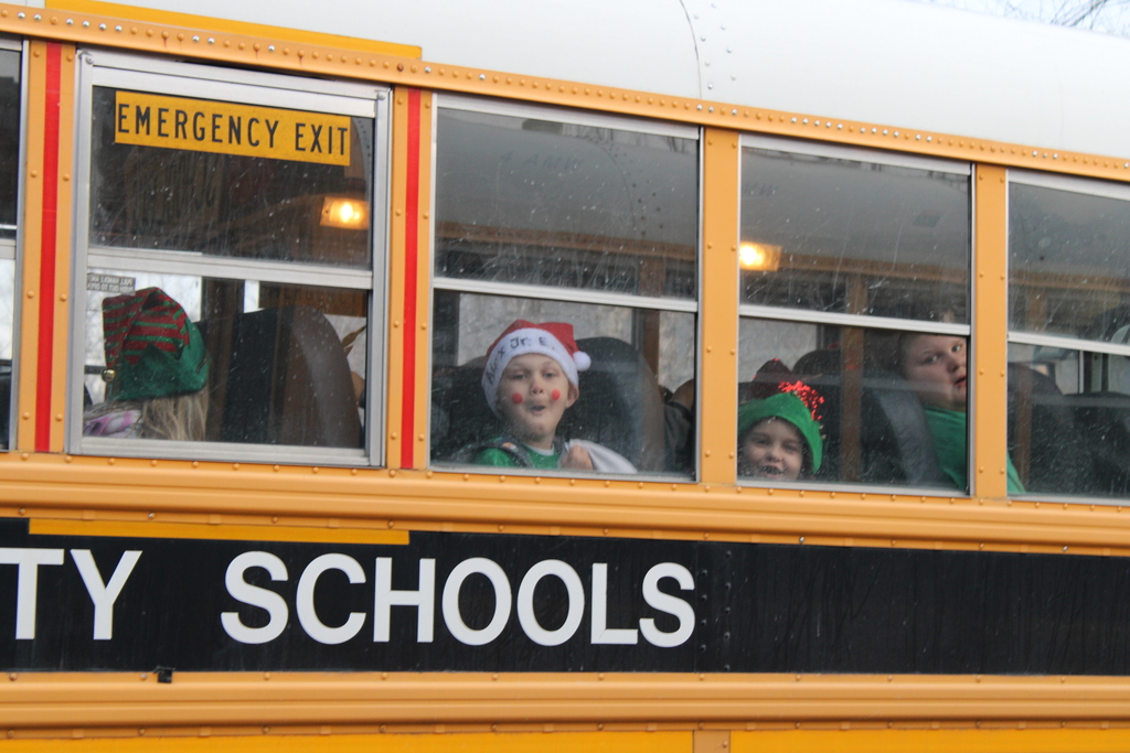 Christmas outfits on the school bus