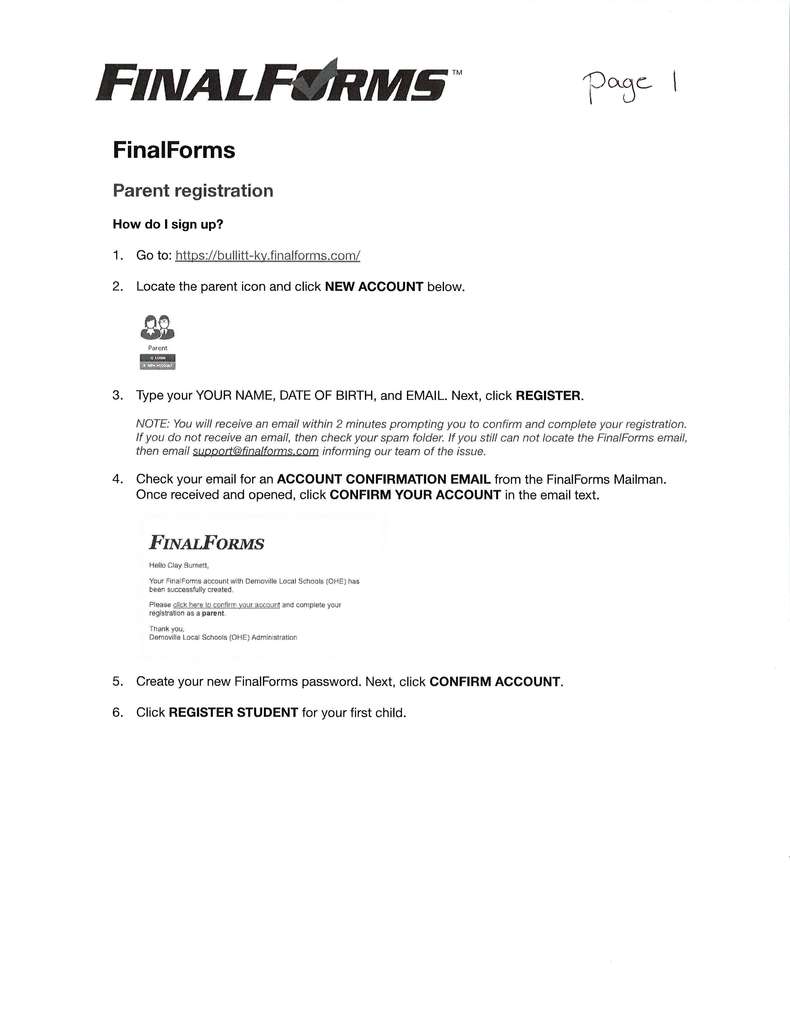 Instructions for FinalForms