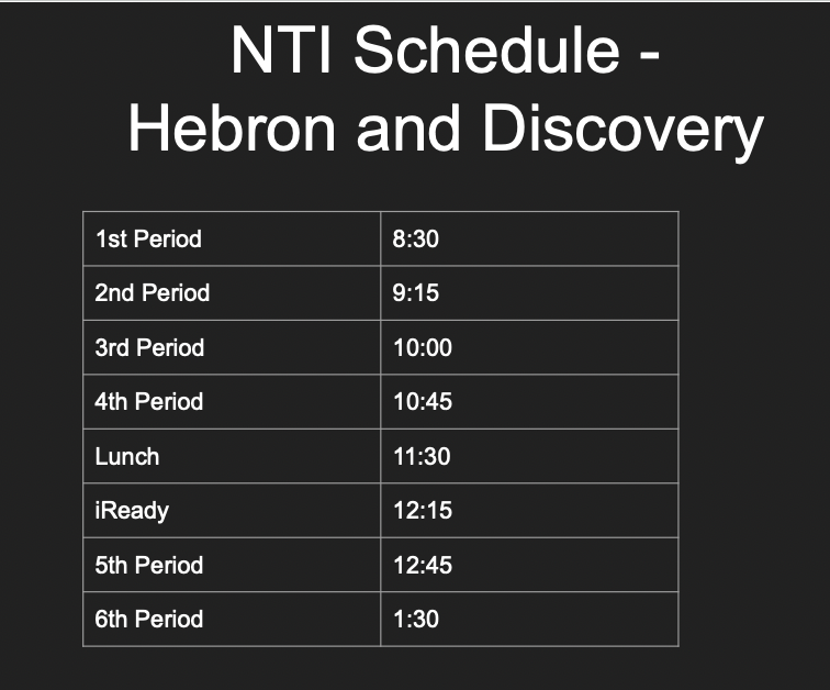 NTI Schedule