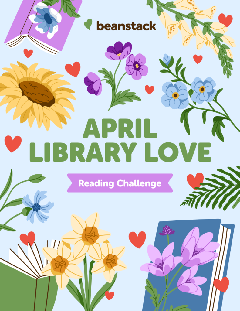 Beanstack April reading challenge logo
