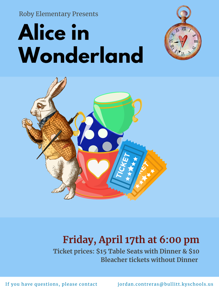 Alice in Wonderland Dinner Theater on April 17th at 6pm