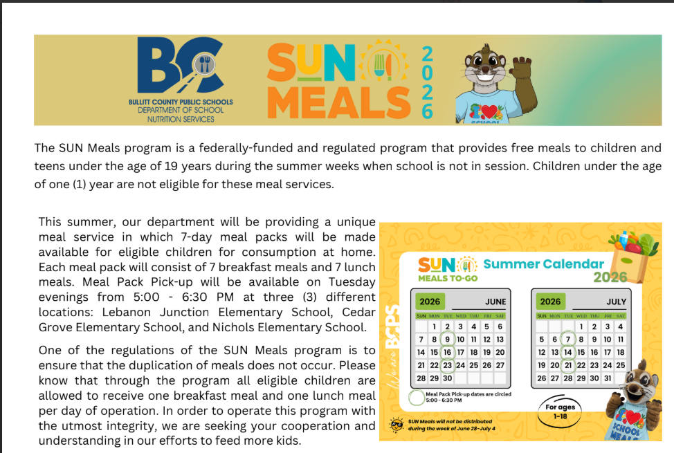 BCPS Sun Meals 2026