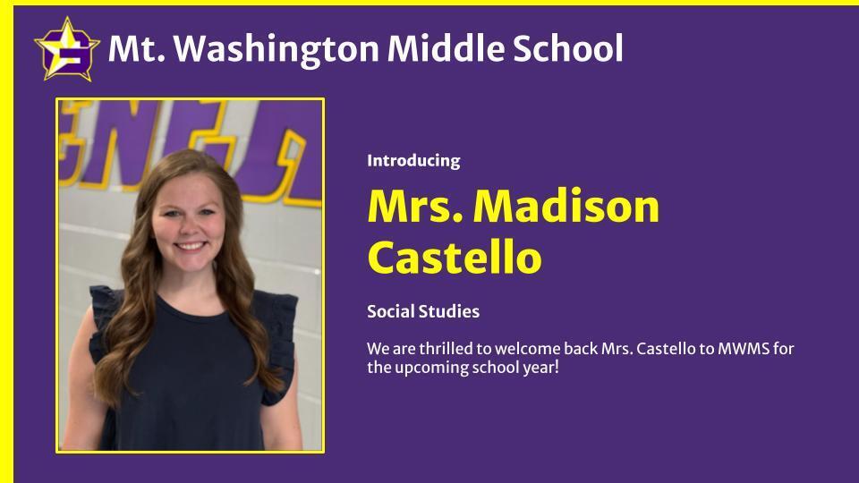 Welcome Mrs. Castello