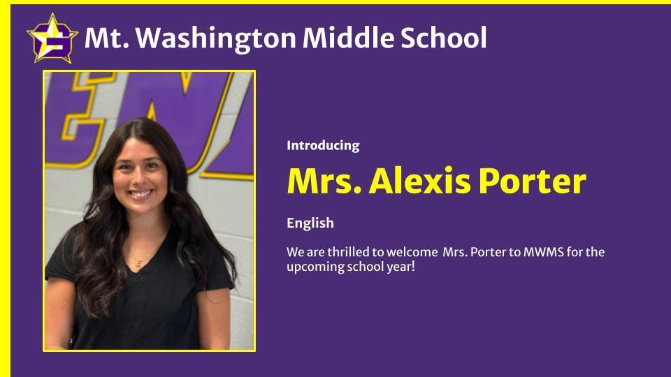 Welcome Mrs. Porter