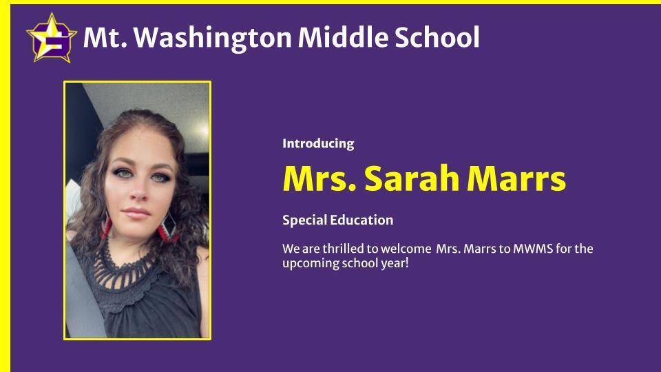 Welcome Mrs. Marrs