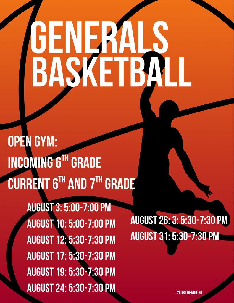 Generals Basketball August Dates