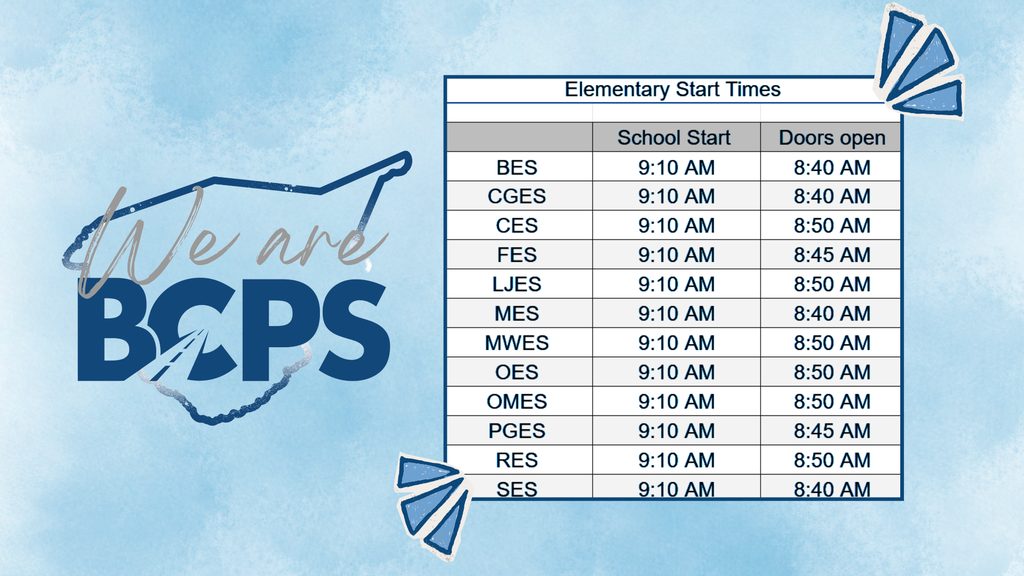 Elementary Start Times and Doors Open