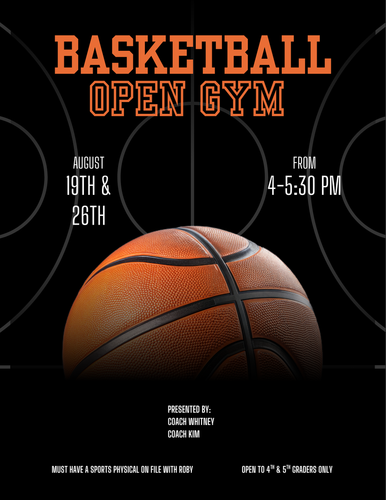 Basketball open gym and tryouts August 19th & 26th