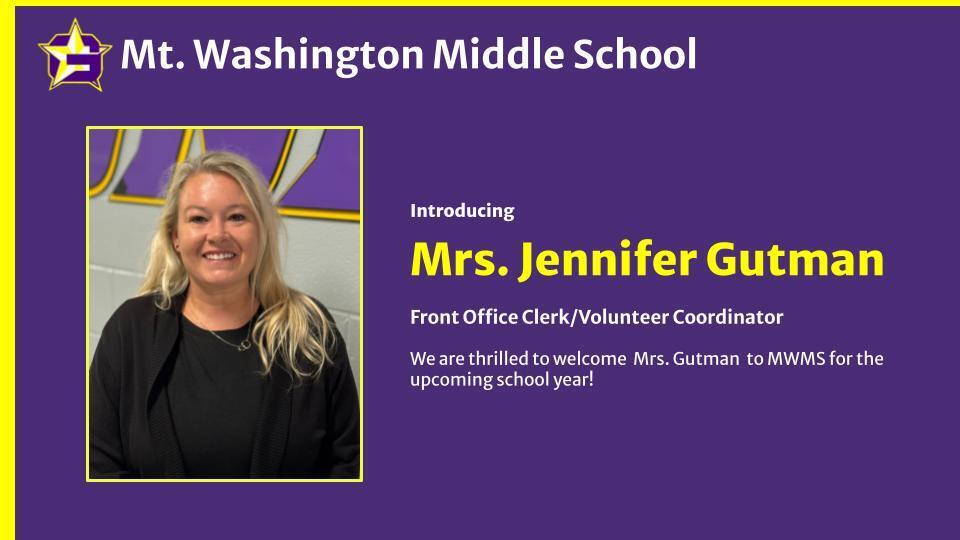 Welcome Mrs. Gutman