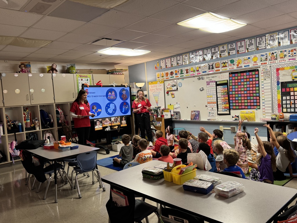 BEHS Health Science student present to elementary students about washing their hands correctly