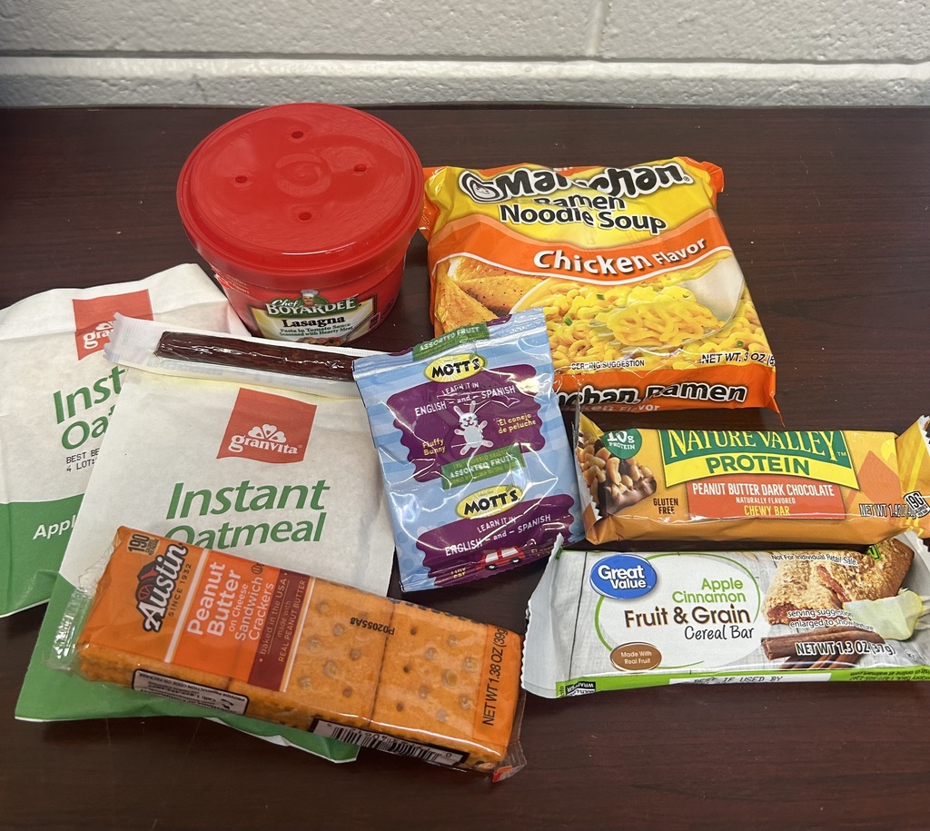 Prepackaged foods like oatmeal, ramen, crackers, etc for supplemental weekend food.