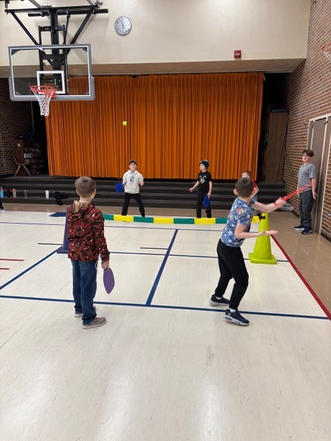 Mrs. Cohoon's class playing Pickleball