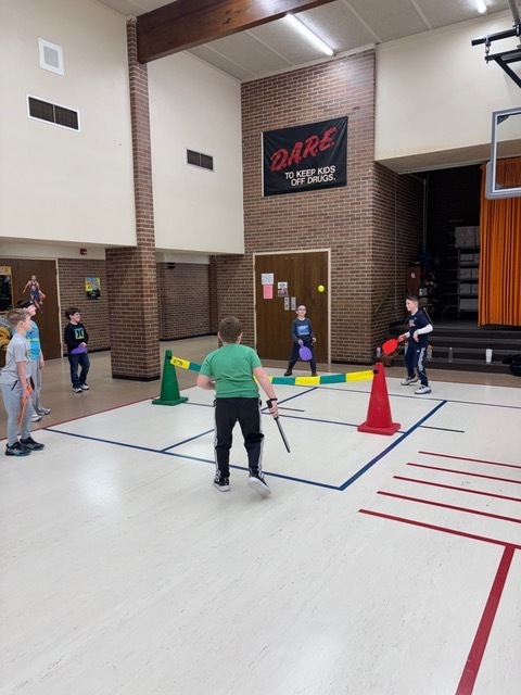 4th graders playing Pickleball