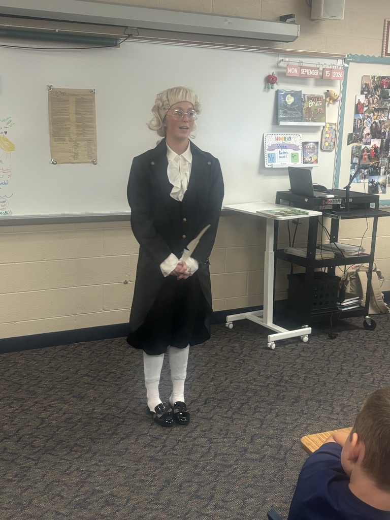 Miss Crandell as founding father