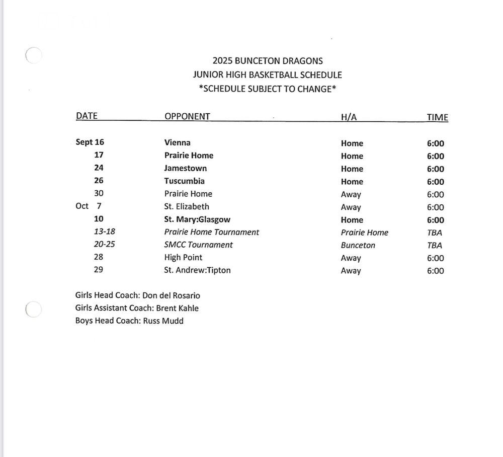 Junior High Basketball