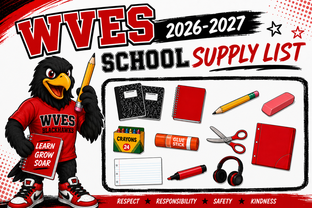 school bird with school supplies