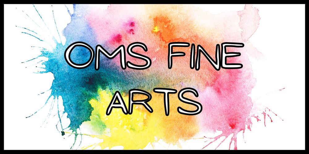OMS Fine Arts with paint splotches