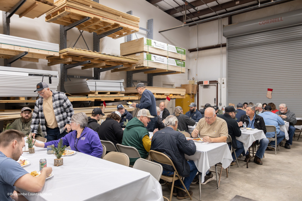 maintenance dept eating breakfast