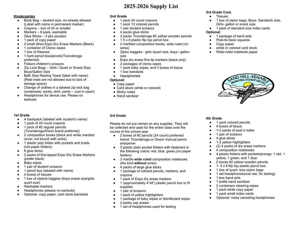 2025-2026 Supply List