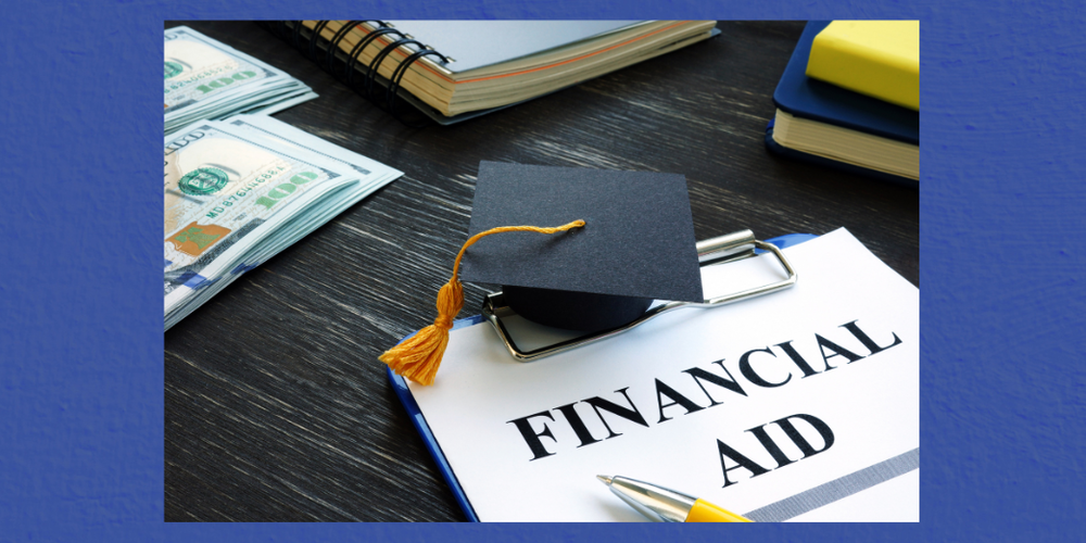 Image of graduation cap over financial aid form