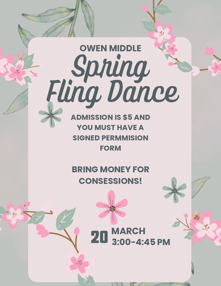 flowered poster with Spring Fling dance information