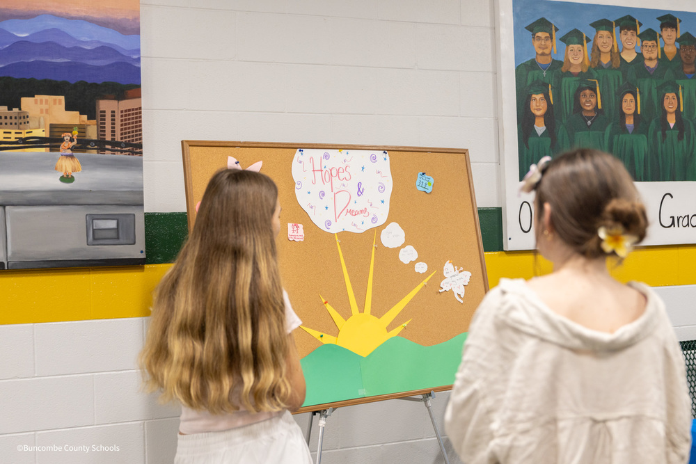 Students working on the hopes and dreams art project