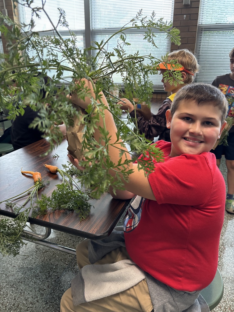 Student working with potted plant