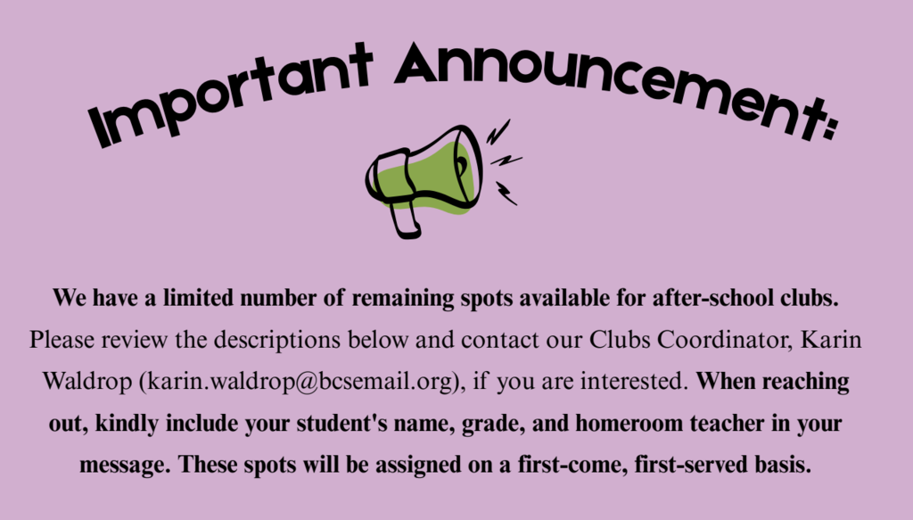 We have a few club spots left