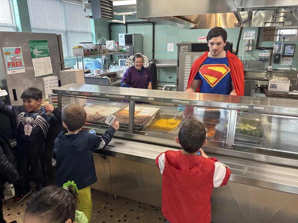 Cafeteria Manager dressed as superhero