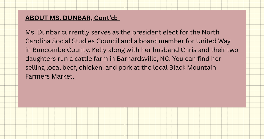 more bio info about  Ms. Dunbar, OHS history teacher