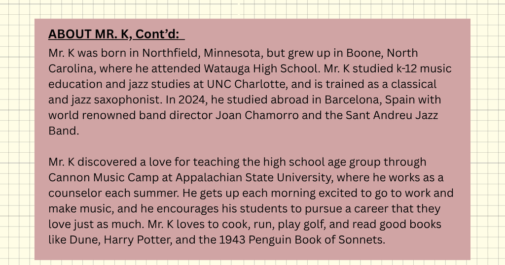 more biographical info of Mr. Kallestad, OHS band teacher