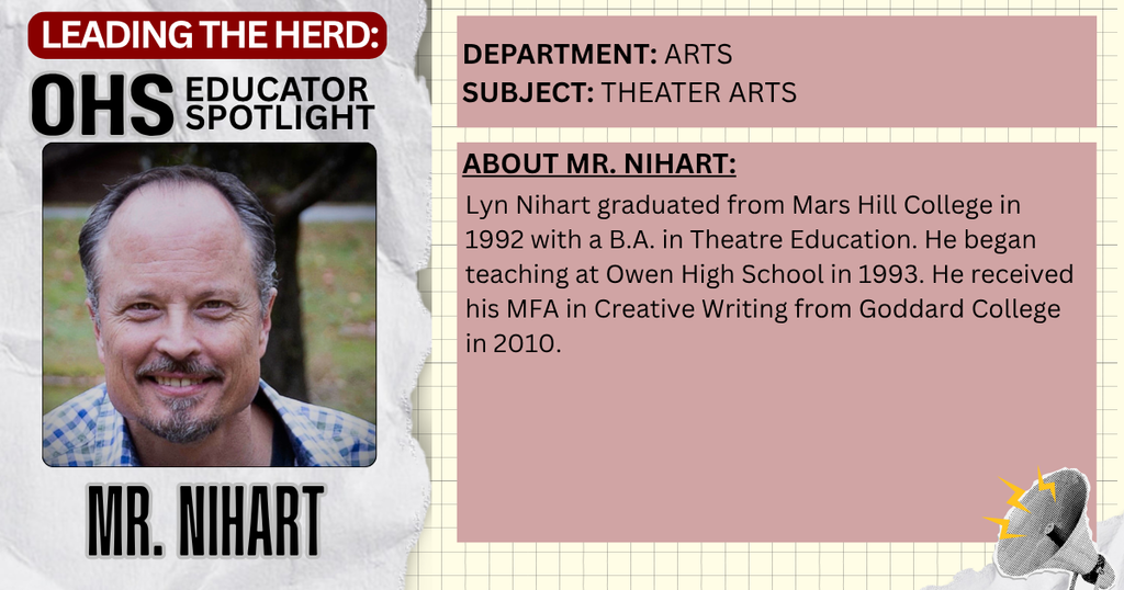 photo and bio info about Mr. Nihart, OHS theater teacher