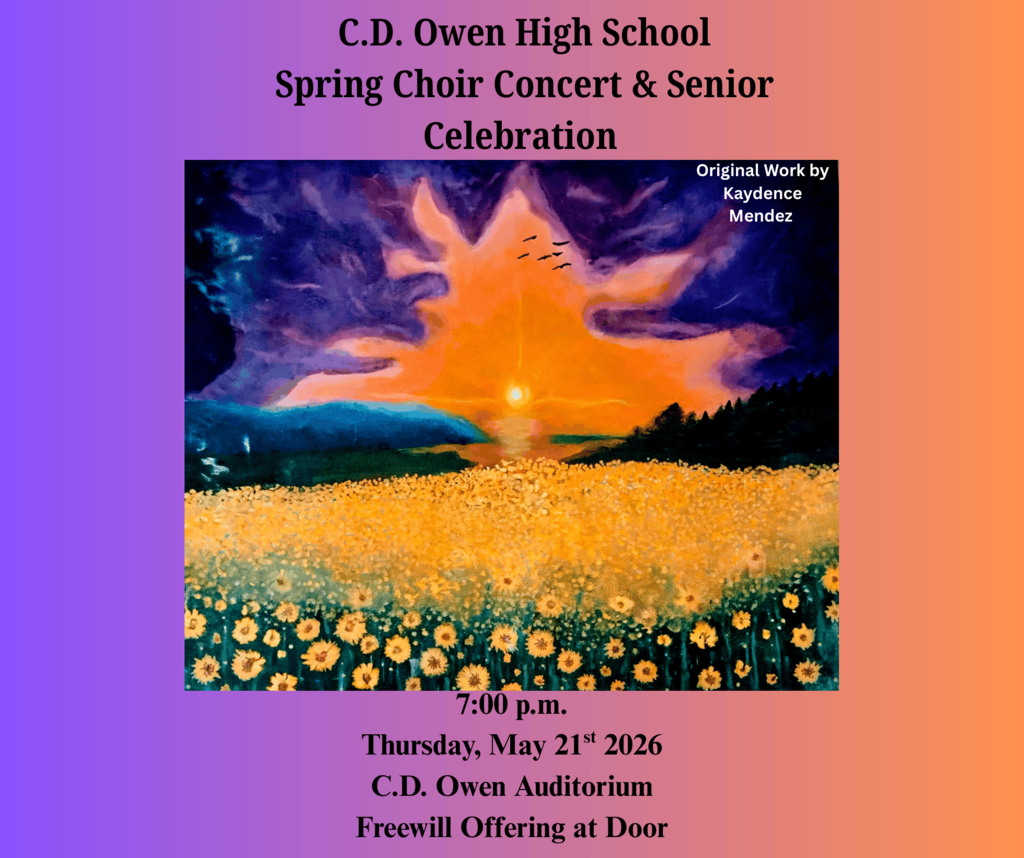 Mountain view on flyer advertising OHS Choir Concert and Senior Celebration Ma 21