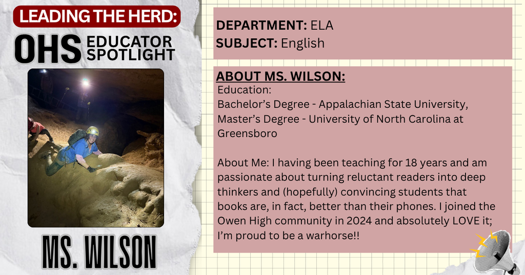 OHS Educator Spotlight: Photo and bio info about Ms. Wilson