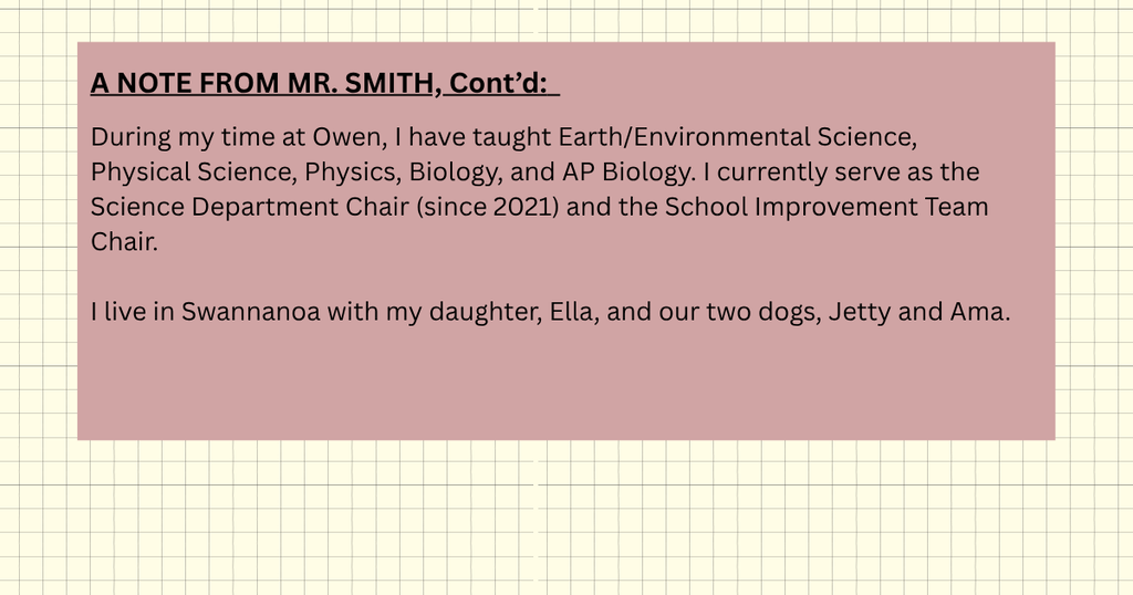 Leading the Herd Staff Spotlight: Photo and Bio info about Mr. Smith, OHS Science Teac her