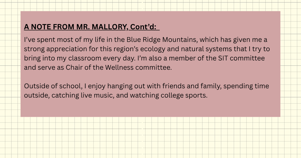Leading the Herd Staff Spotlight: Photo and Bio info about Mr. Mallory, OHS Science Teac her