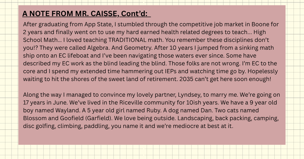Leading the Herd Staff Spotlight: Photo and Bio info about Mr. Caisse, EC Teacher and Head Wrestling Coach