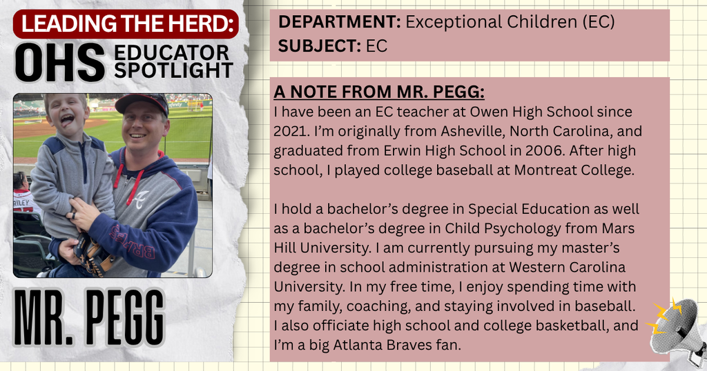 Leading the Herd Staff Spotlight: Photo and Bio info about Mr. Pegg, EC teacher
