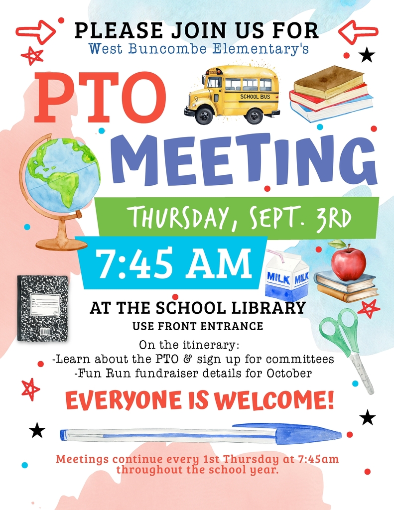 This is a flyer from the PTO inviting parents to attend the 1st PTO meeting on September 3rd at 7:45 in the library