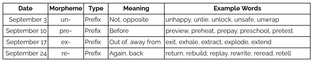 September Morphemes